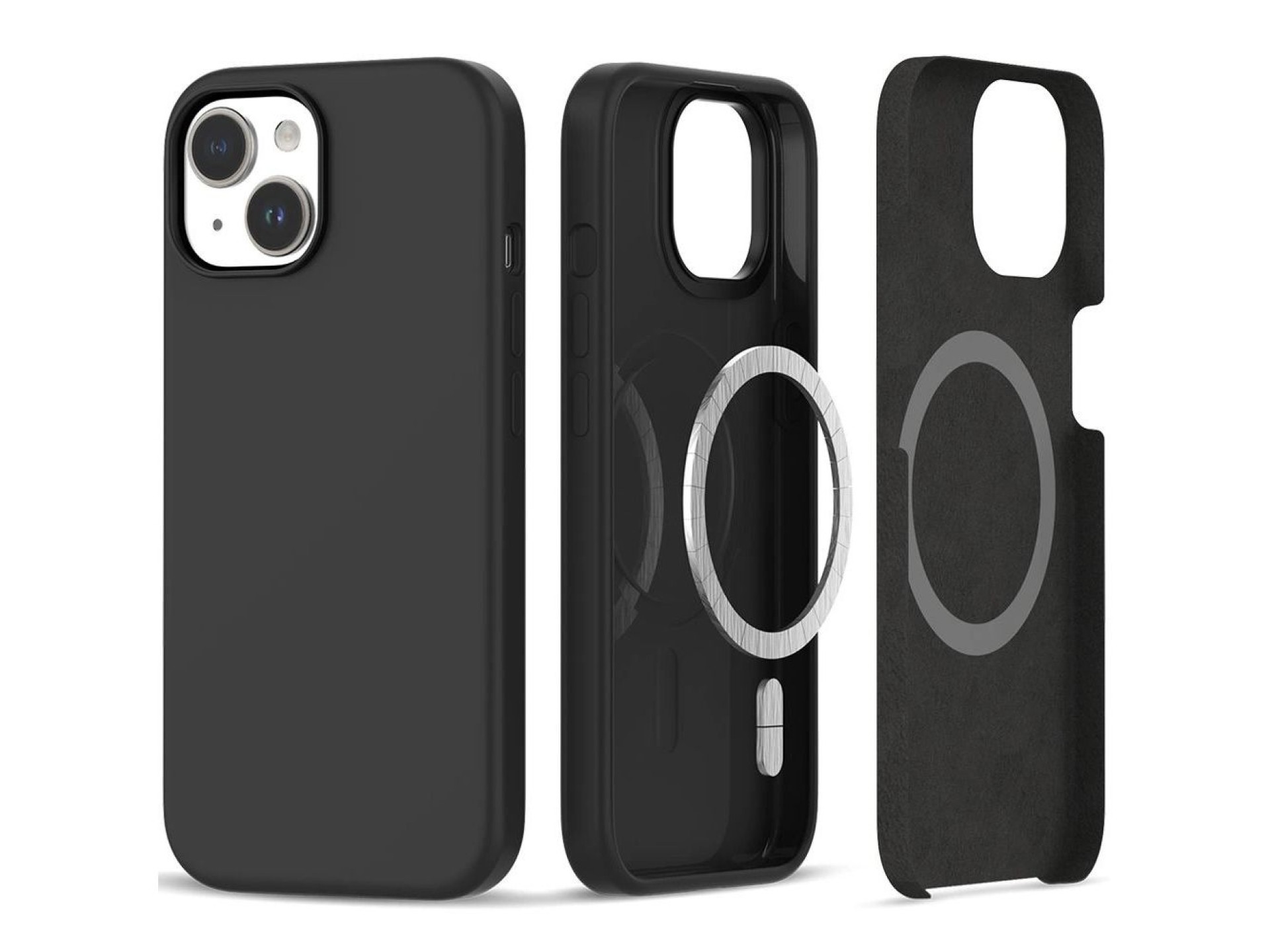Capa Tech-Protect de silicone MagSafe para iPhone 15 - Preto fosco