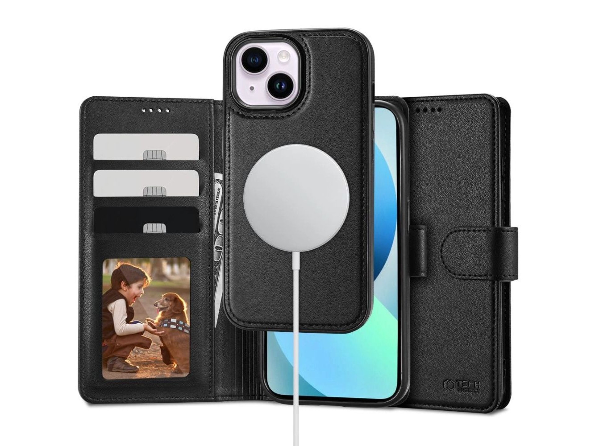Capa Tech-Protect Wallet MagSafe para iPhone 13 - preta