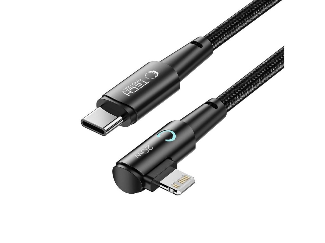 Tech-Protect UltraBoost L Cable Lightning (angled) / USB-C (straight) PD 20W 3A 1m - gray
