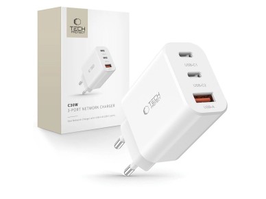 Tech-Protect NC30W charger 2x USB-C PD 30W / USB-A QC 3.0 - white Tech-Protect NC30W charger 2x USB-C PD 30W / USB-A QC 3.0 - white