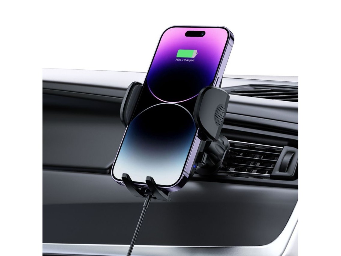 Tech-Protect CM15W-V1 Car Phone Holder with 15W Inductive Charger for Cockpit/Air Vent - Black