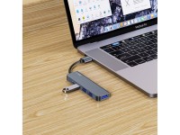 HUB Tech-Protect V0 5 en 1 USB-A - USB-A 3.0 / 3x USB-A 2.0 / USB-C - gris HUB Tech-Protect V0 5 en 1 USB-A - USB-A 3.0 / 3x USB-A 2.0 / USB-C - gris