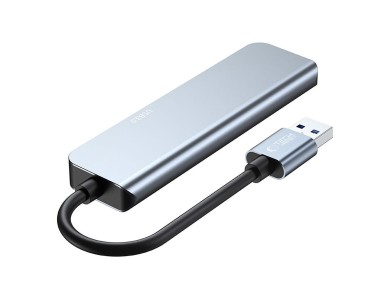 HUB Tech-Protect V0 5 en 1 USB-A - USB-A 3.0 / 3x USB-A 2.0 / USB-C - gris