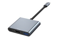 HUB Tech-Protect V1 3in1 USB-C - USB-A 3.0 / USB-C PD 100W / HDMI 4K 30Hz - gray HUB Tech-Protect V1 3in1 USB-C - USB-A 3.0 / USB-C PD 100W / HDMI 4K 30Hz - gray