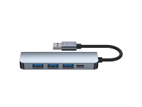 HUB Tech-Protect V0 5 en 1 USB-A - USB-A 3.0 / 3x USB-A 2.0 / USB-C - gris HUB Tech-Protect V0 5 en 1 USB-A - USB-A 3.0 / 3x USB-A 2.0 / USB-C - gris