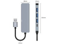 HUB Tech-Protect V0 5 en 1 USB-A - USB-A 3.0 / 3x USB-A 2.0 / USB-C - gris HUB Tech-Protect V0 5 en 1 USB-A - USB-A 3.0 / 3x USB-A 2.0 / USB-C - gris