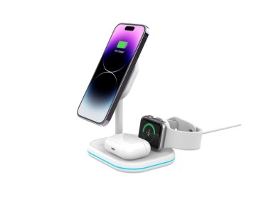 Cargador inductivo 3 en 1 Tech-Protect QI15W-A27 con soporte MagSafe para smartphone / Apple Watch /