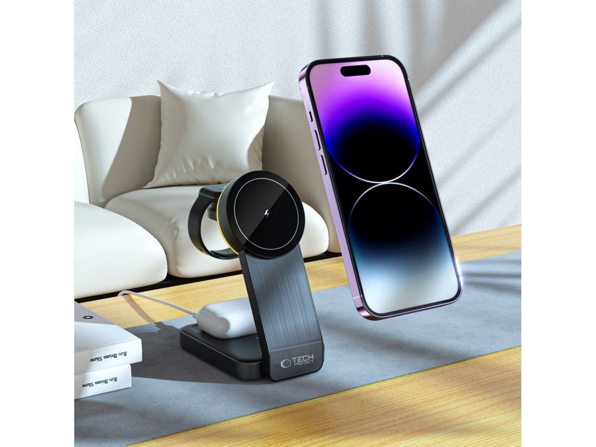 Tech-Protect QI15W-A28 MagSafe 3in1 Inductive Charger with Smartphone / Apple Watch / AirPods Stand