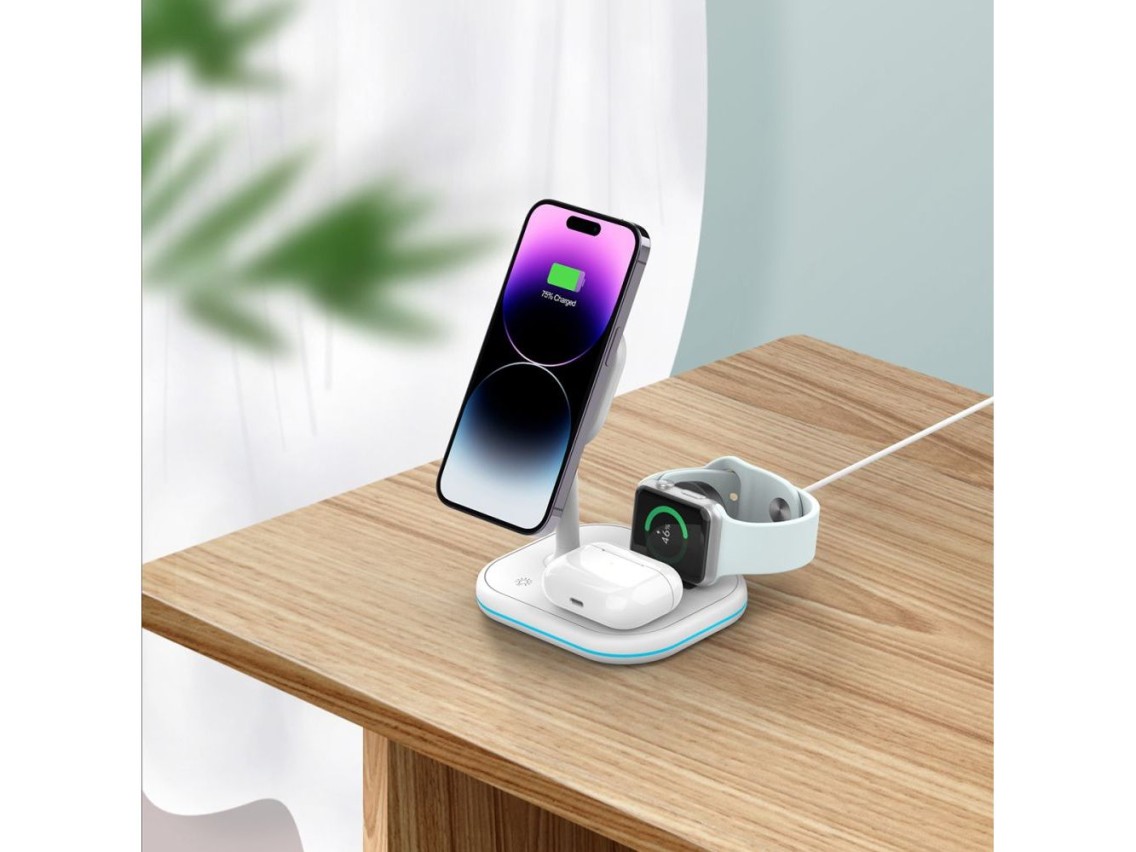 Tech-Protect QI15W-A27 3-in-1 inductive charger with MagSafe stand for smartphone / Apple Watch / Ai