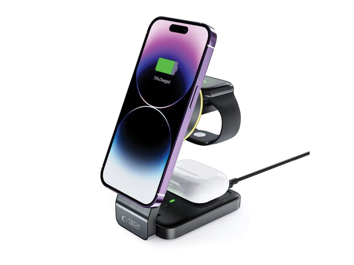 Tech-Protect QI15W-A28 MagSafe 3in1 Inductive Charger with Smartphone / Apple Watch / AirPods Stand 