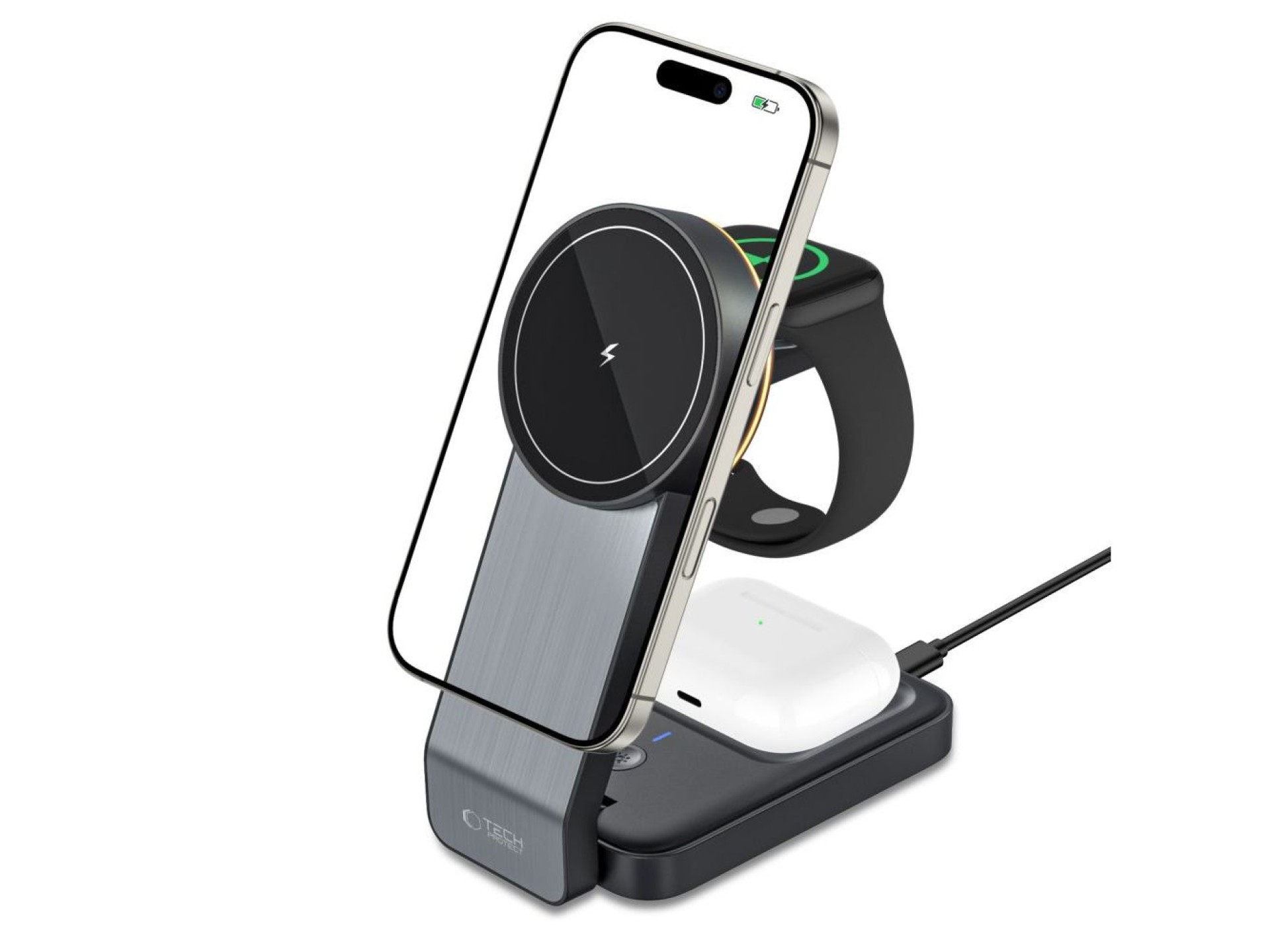 Tech-Protect QI15W-A28 MagSafe 3in1 Inductive Charger with Smartphone / Apple Watch / AirPods Stand