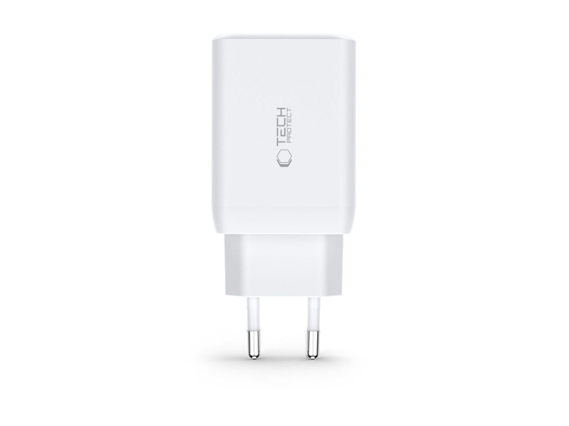 Tech-Protect C65W charger 2x USB-C PD 65W / USB-A QC 3.0 - white