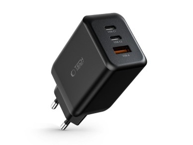 Carregador Tech-Protect C65W 2x USB-C PD 65W / USB-A QC 3.0 - preto