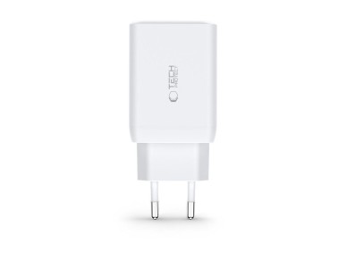 Carregador Tech-Protect C65W 2x USB-C PD 65W / USB-A QC 3.0 - branco