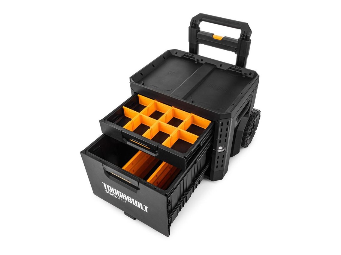 Rolling tool box with 2 locking drawers, stacktech 53 x 40.5 x 47.7 cm