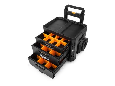 Caja de herramientas con 3 cajones, ruedas y cierre stacktech, 53 x 40,5 x 47,7 cm