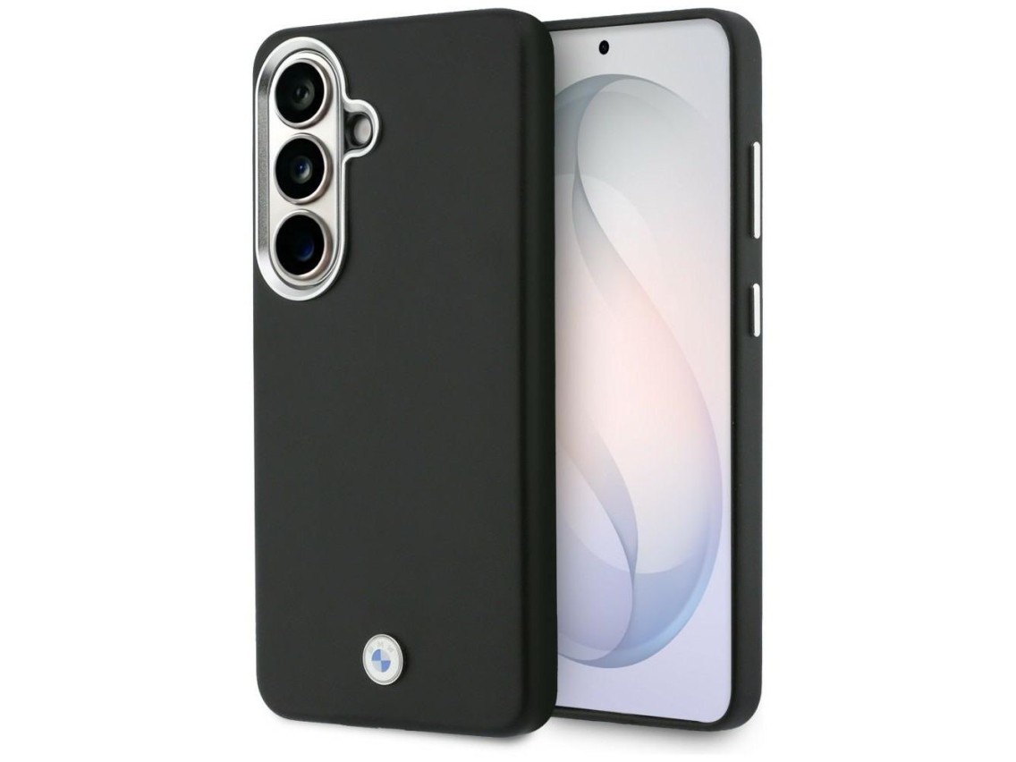 Funda MagSafe con logotipo metálico de BMW para Samsung Galaxy S26 - Negra