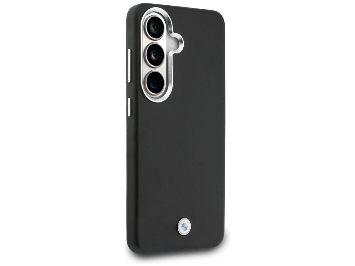 Funda MagSafe con logotipo metálico de BMW para Samsung Galaxy S26 - Negra