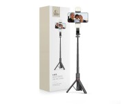 Bast�o de selfie Bluetooth Tech-Protect L05S com trip�, alcance de at� 105 cm e luz LED - Preto