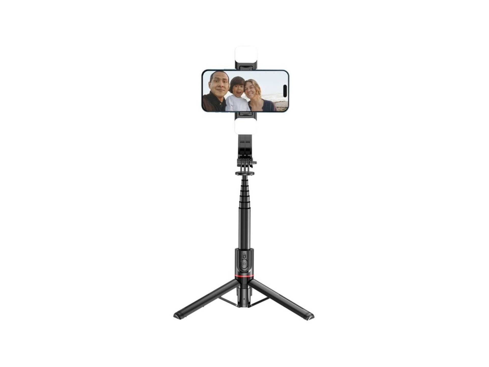 Palo selfie Bluetooth Tech-Protect L05S con trípode de hasta 105 cm con luz LED - Negro