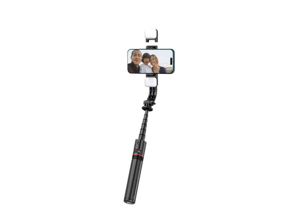 Palo selfie Bluetooth Tech-Protect L05S con trípode de hasta 105 cm con luz LED - Negro