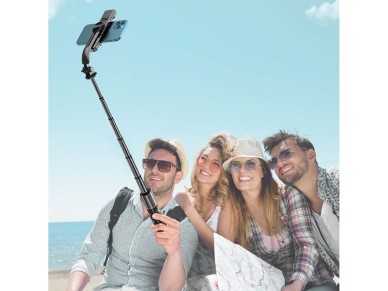 Bast�o de selfie Bluetooth Tech-Protect L05S com trip�, alcance de at� 105 cm e luz LED - Preto