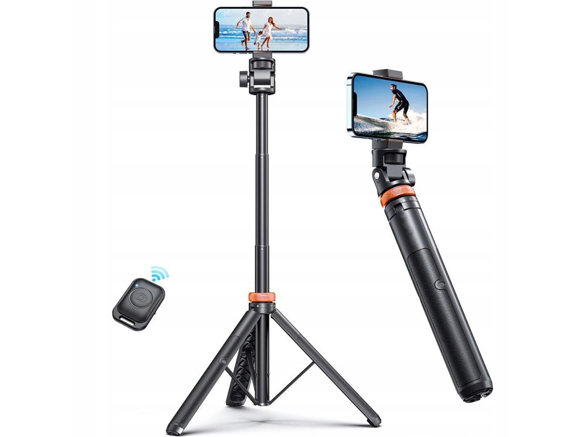 Bastão de selfie Tech-Protect L03S Bluetooth com controle remoto, tripé de até 148 cm e cabeça de 18