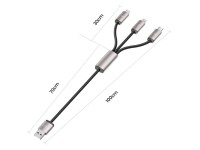 Cable Tech-Protect UltraBoost 3 en 1 USB-A - Lightning / USB-C / micro USB 3.5A 1m - gris Cable Tech-Protect UltraBoost 3 en 1 USB-A - Lightning / USB-C / micro USB 3.5A 1m - gris