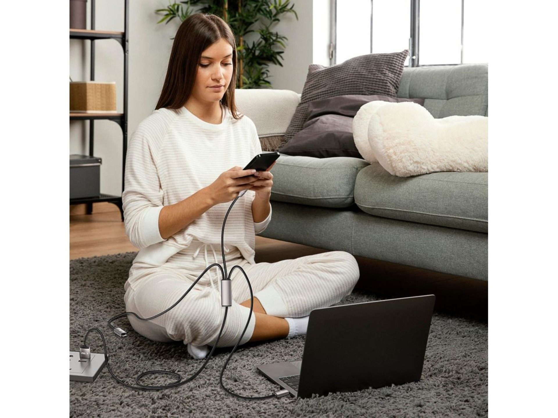 Cable Tech-Protect UltraBoost 3 en 1 USB-A - Lightning / USB-C / micro USB 3.5A 1m - gris