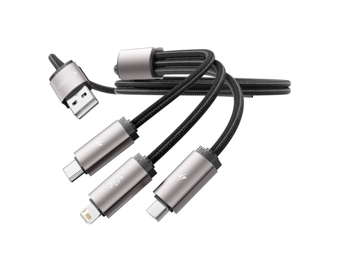 Cable Tech-Protect UltraBoost 3 en 1 USB-A - Lightning / USB-C / micro USB 3.5A 1m - gris