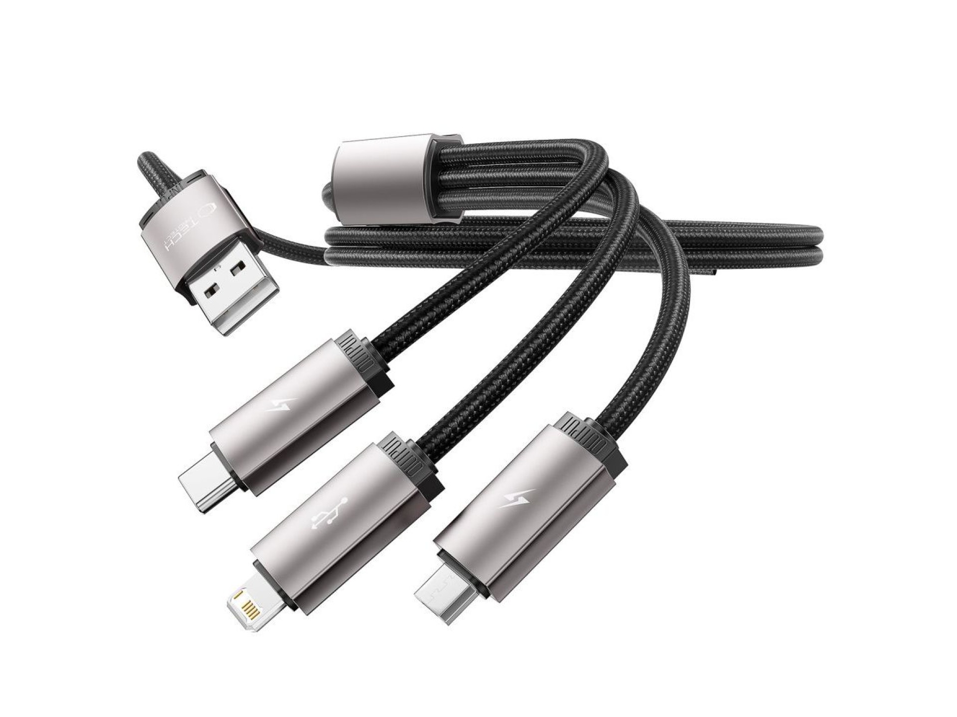 Cable Tech-Protect UltraBoost 3 en 1 USB-A - Lightning / USB-C / micro USB 3.5A 1m - gris