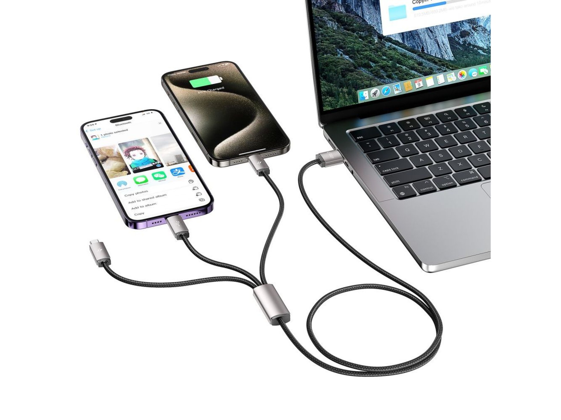 Cable Tech-Protect UltraBoost 3 en 1 USB-A - Lightning / USB-C / micro USB 3.5A 1m - gris