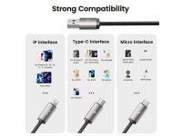Cable Tech-Protect UltraBoost 3 en 1 USB-A - Lightning / USB-C / micro USB 3.5A 1m - gris Cable Tech-Protect UltraBoost 3 en 1 USB-A - Lightning / USB-C / micro USB 3.5A 1m - gris