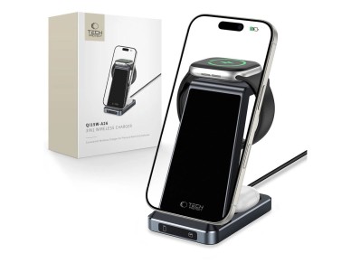 Tech-Protect QI15W-A26 Inductive Charger 15W 3in1 for Smartphone / Headphones / Apple Watch - Black Tech-Protect QI15W-A26 Inductive Charger 15W 3in1 for Smartphone / Headphones / Apple Watch - Black