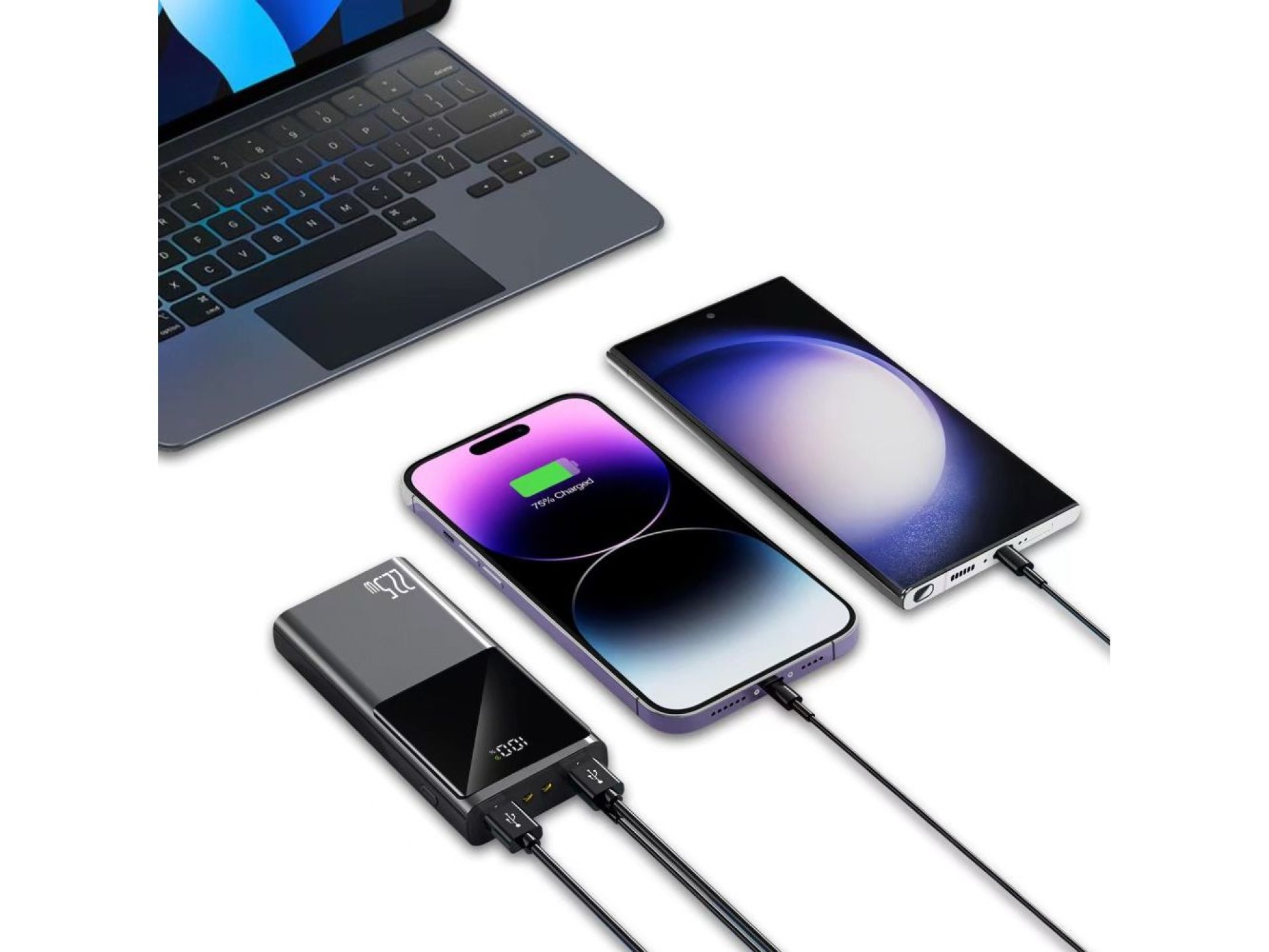 Powerbank Tech-Protect PB13 20000mAh 22.5W 2x USB-A / USB-C / Lightning with USB-C / USB-A cable - g