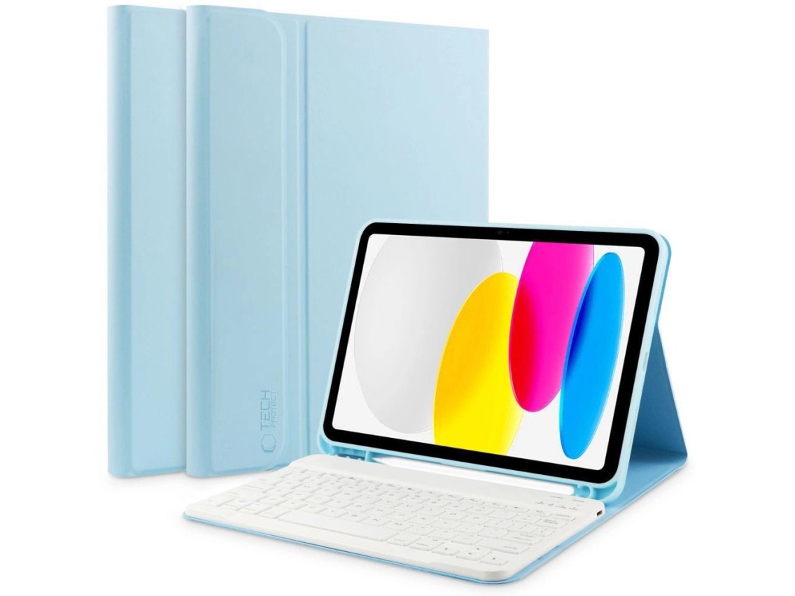 Capa Tech-Protect SC Pen + Teclado com Teclado para iPad 10.9" 2022 - Azul Claro