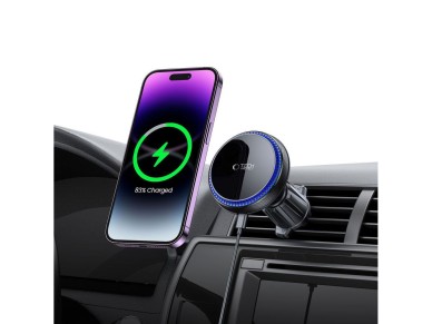 Tech-Protect MM15W-V4 Car Phone Holder with MagSafe 15W Inductive Charger for Air Vent - Black Tech-Protect MM15W-V4 Car Phone Holder with MagSafe 15W Inductive Charger for Air Vent - Black
