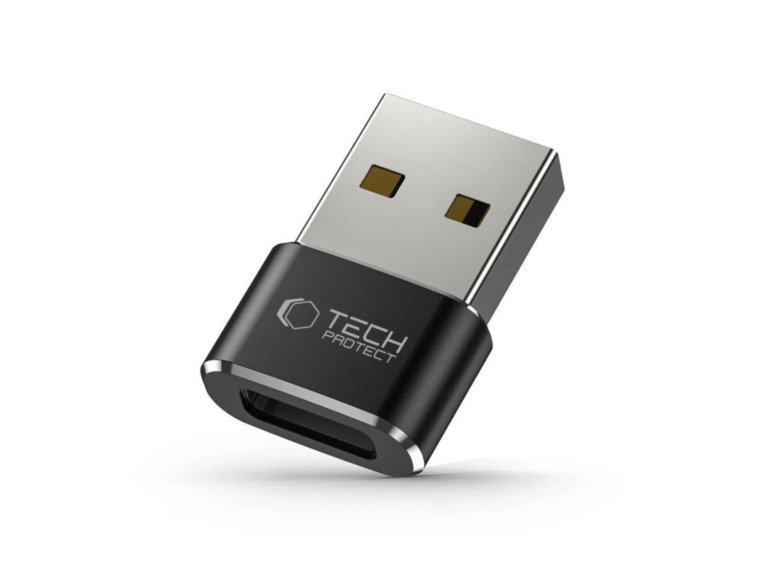 Adaptador Tech-Protect UltraBoost USB-A (macho) / USB-C (fêmea) - Preto