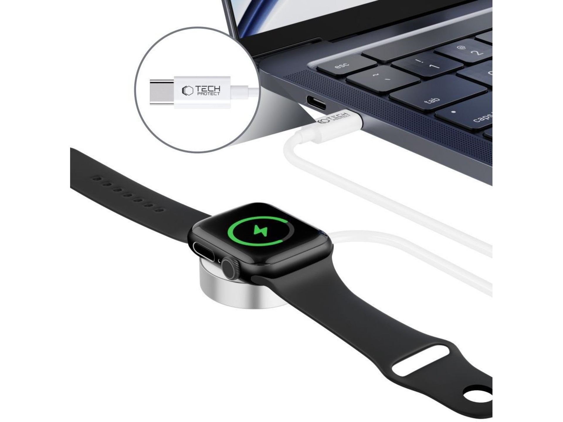 Carregador magnético indutivo Tech-Protect UltraBoost com conector USB-C para Apple Watch 1,2 m - Br