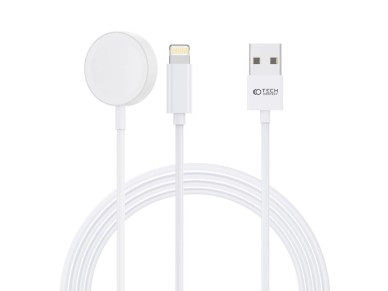 Carregador magn�tico Tech-Protect UltraBoost 2 em 1 com cabos USB-C/Lightning para Apple Watch de 1,