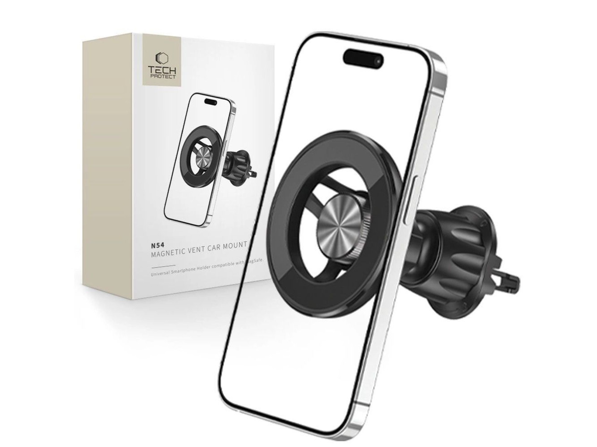 Soporte para teléfono de coche Tech-Protect N54 con MagSafe para rejilla de ventilación - Negro