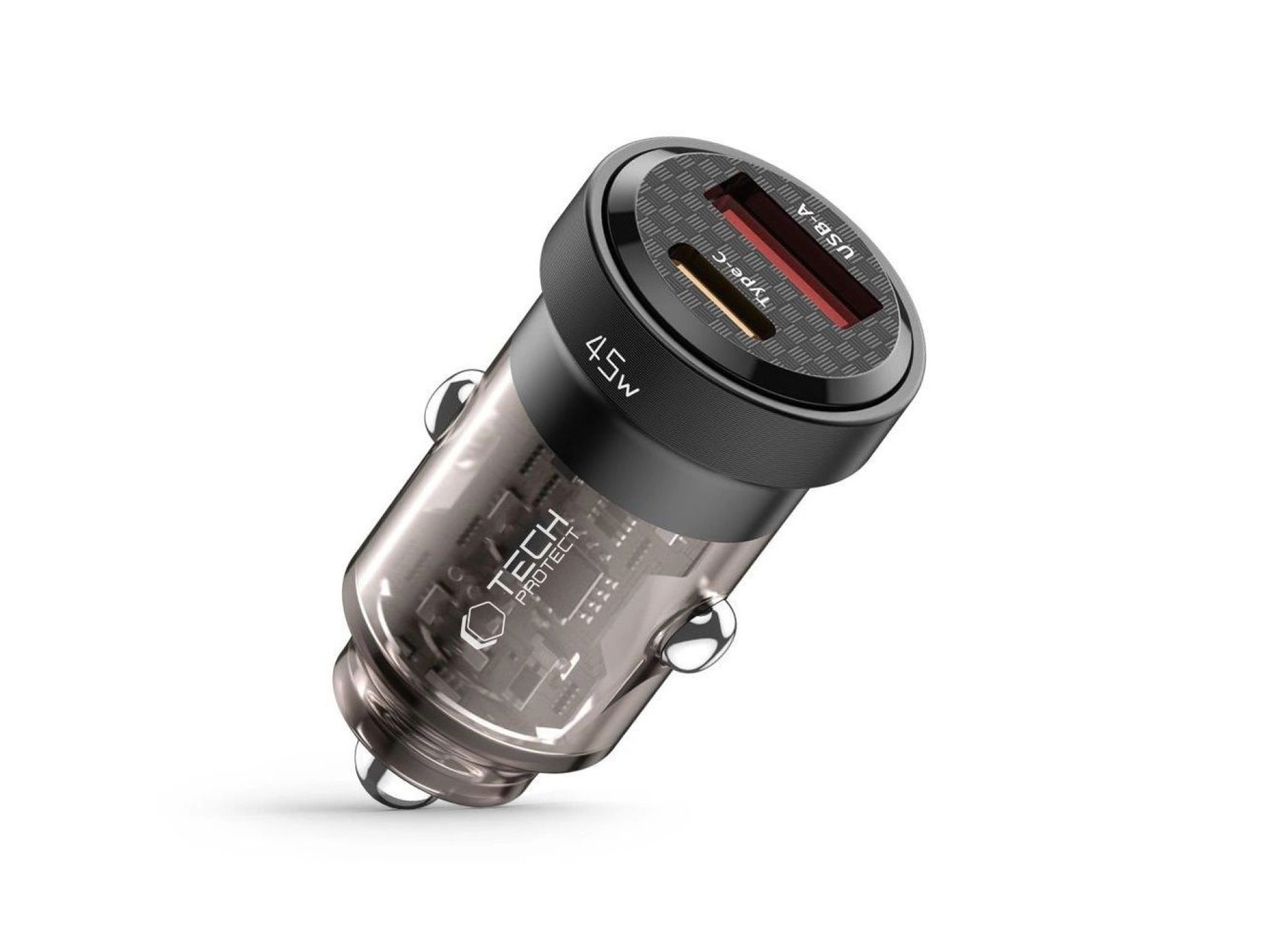 Tech-Protect CC45W Car Charger USB-C PD 45W / USB-A QC 3.0 - Black
