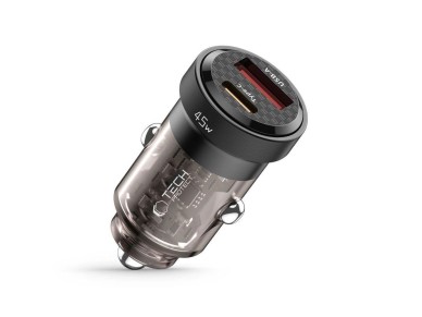 Cargador de coche Tech-Protect CC45W USB-C PD 45W / USB-A QC 3.0 - Negro