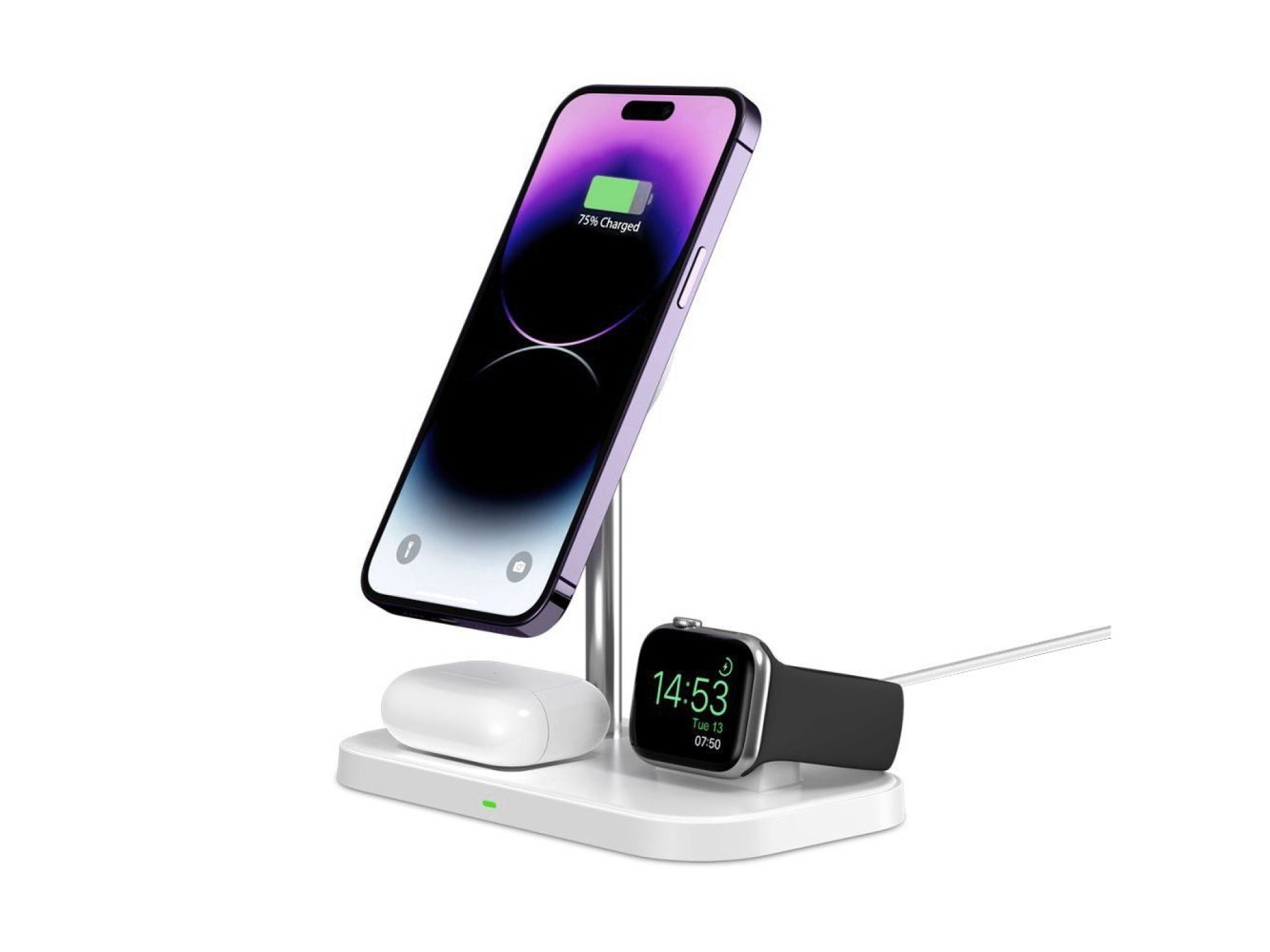 Carregador indutivo Tech-Protect QI15W-A22 MagSafe com suporte MagSafe 3 em 1 para smartphone / Appl