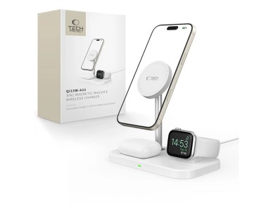 Carregador indutivo Tech-Protect QI15W-A22 MagSafe com suporte MagSafe 3 em 1 para smartphone / Appl