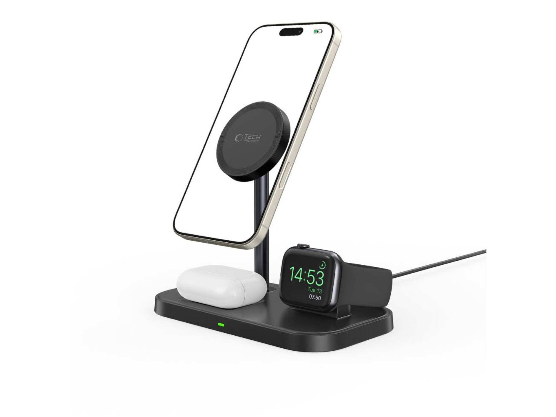 Tech-Protect QI15W-A22 MagSafe Inductive Charger with 3in1 MagSafe Stand for Smartphone / Apple Watc