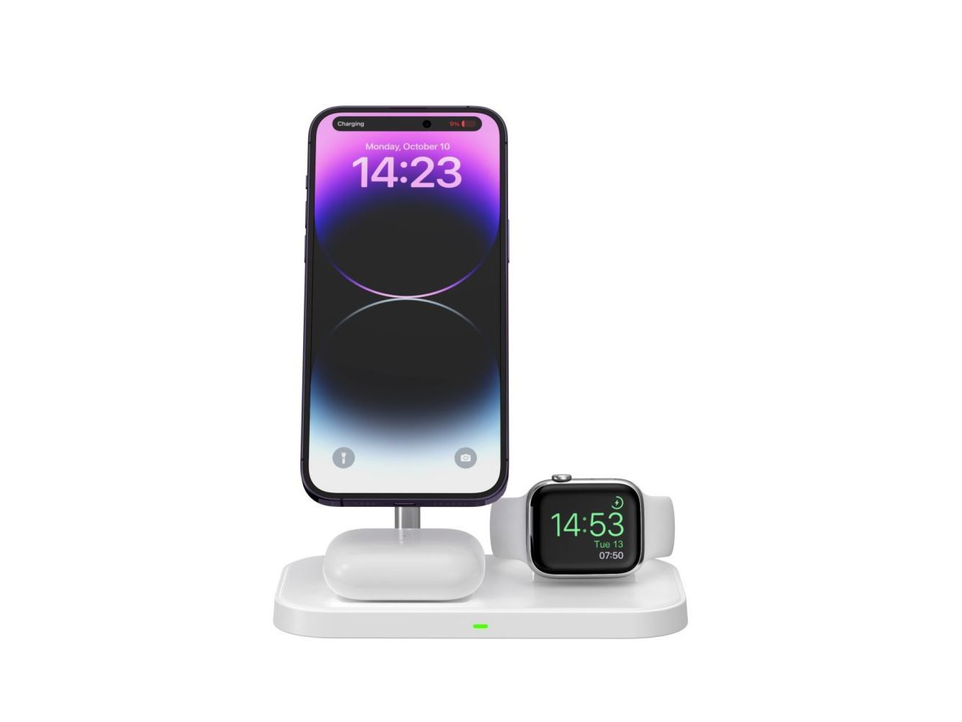 Carregador indutivo Tech-Protect QI15W-A22 MagSafe com suporte MagSafe 3 em 1 para smartphone / Appl