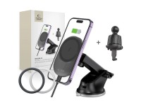 Tech-Protect MM15W-V1 Car Phone Holder with MagSafe 15W Wireless Charger for Cockpit/Air Vent - Blac