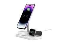 Carregador indutivo Tech-Protect QI15W-A22 MagSafe com suporte MagSafe 3 em 1 para smartphone / Appl Carregador indutivo Tech-Protect QI15W-A22 MagSafe com suporte MagSafe 3 em 1 para smartphone / Appl