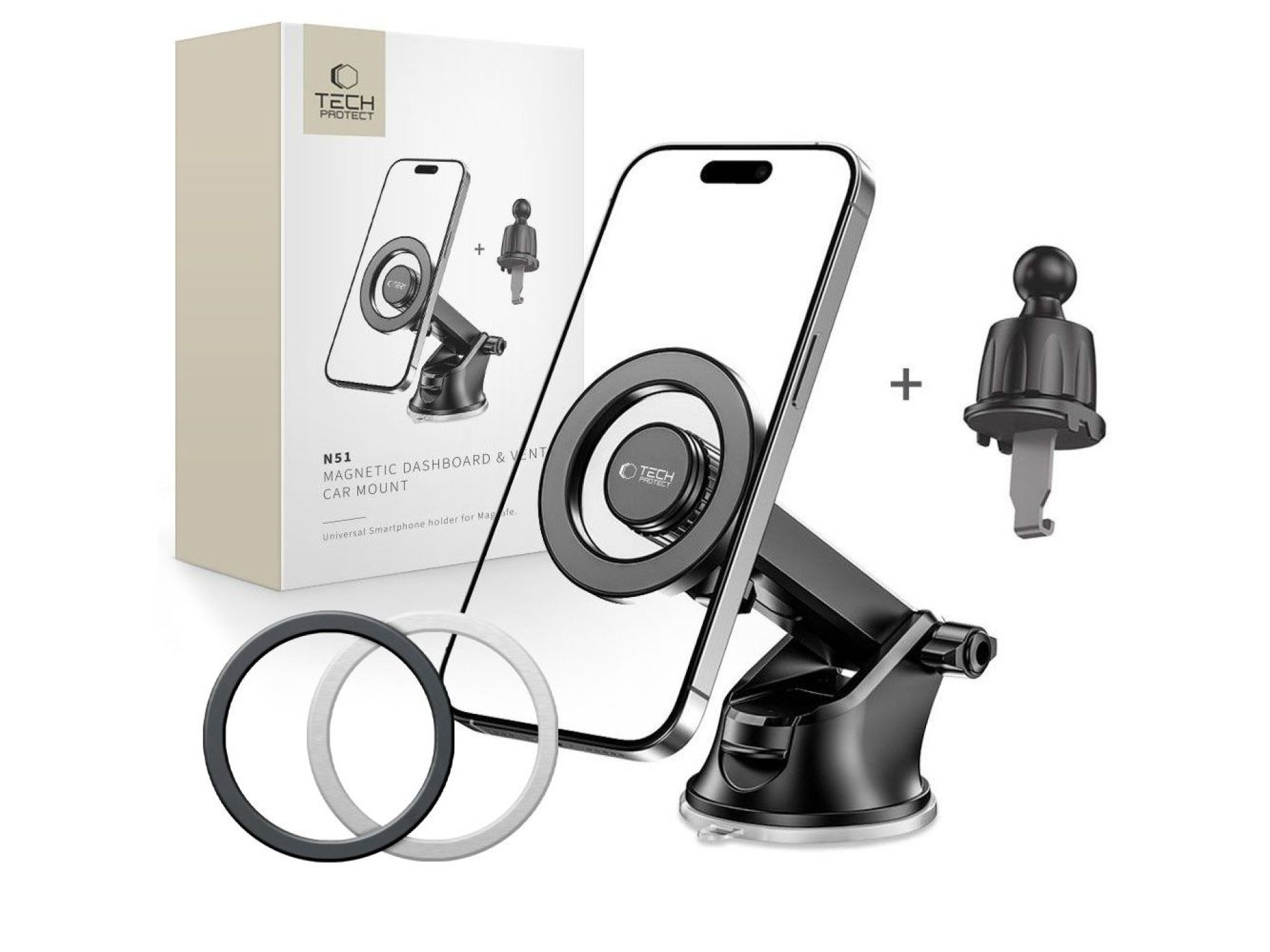 Suporte para celular Tech-Protect N51 MagSafe para carro, para instalação no painel/saída de ar - Pr